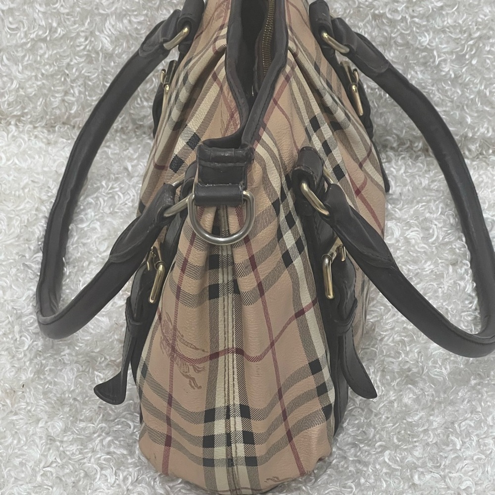 Burberry Northfield Convertible Haymarket Brown Canvas Tote - Picture 3 of 16